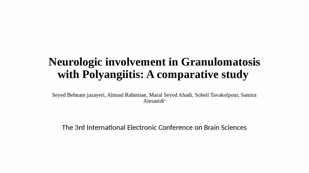 Neurologic involvement in Granulomatosis with Polyangiitis: A comparative study
