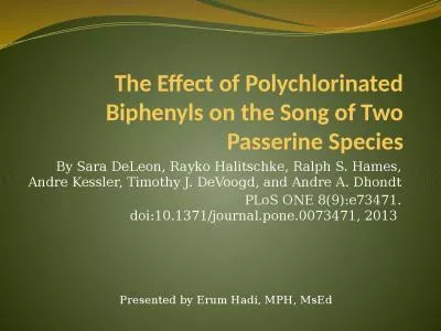 The Effect of Polychlorinated Biphenyls on the Song of Two Passerine Species