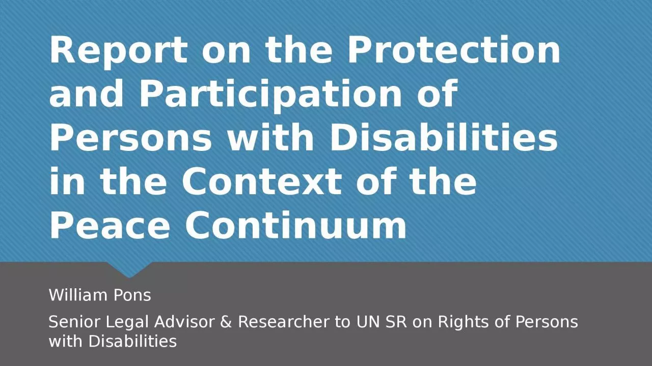 PPT-Report on the Protection and Participation of Persons with Disabilities in the Context