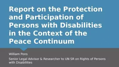 Report on the Protection and Participation of Persons with Disabilities in the Context