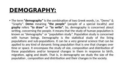 DEMOGRAPHY: The term  “demography”