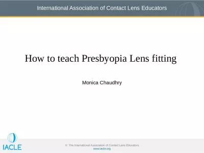 How to teach  Presbyopia