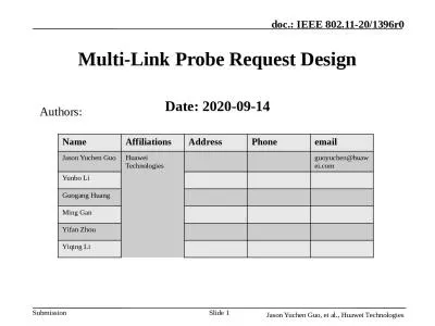 Multi-Link Probe Request Design