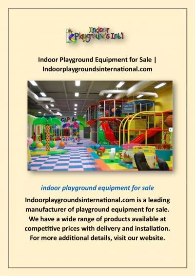 Indoor Playground Equipment for Sale | Indoorplaygroundsinternational.com