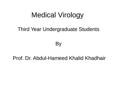 Medical Virology Third Year Undergraduate Students