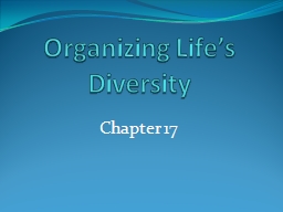 Organizing Life’s Diversity