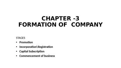 CHAPTER -3 FORMATION OF  COMPANY