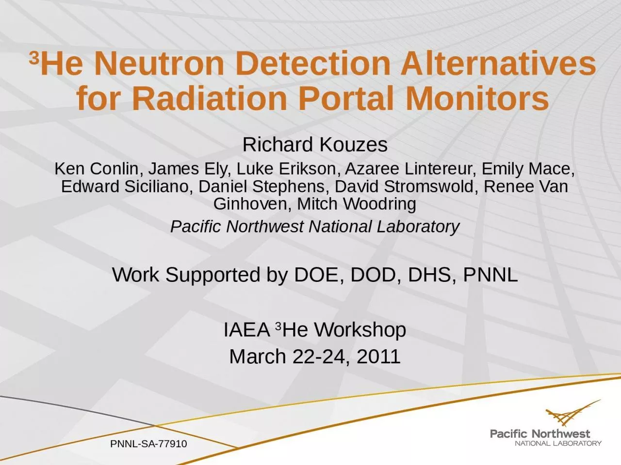 PPT-3 He Neutron Detection Alternatives for Radiation Portal Monitors