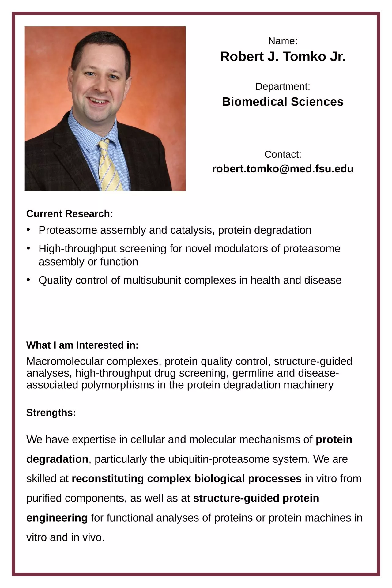 PPT-Robert J. Tomko Jr. Biomedical Sciences