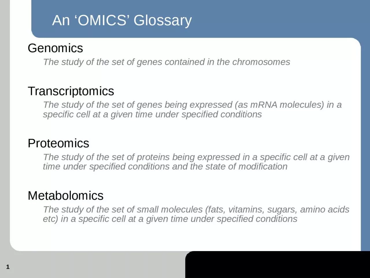 PPT-An ‘OMICS’ Glossary Genomics