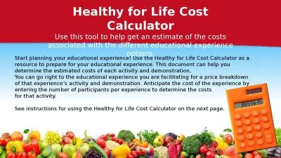 Healthy for Life Cost Calculator