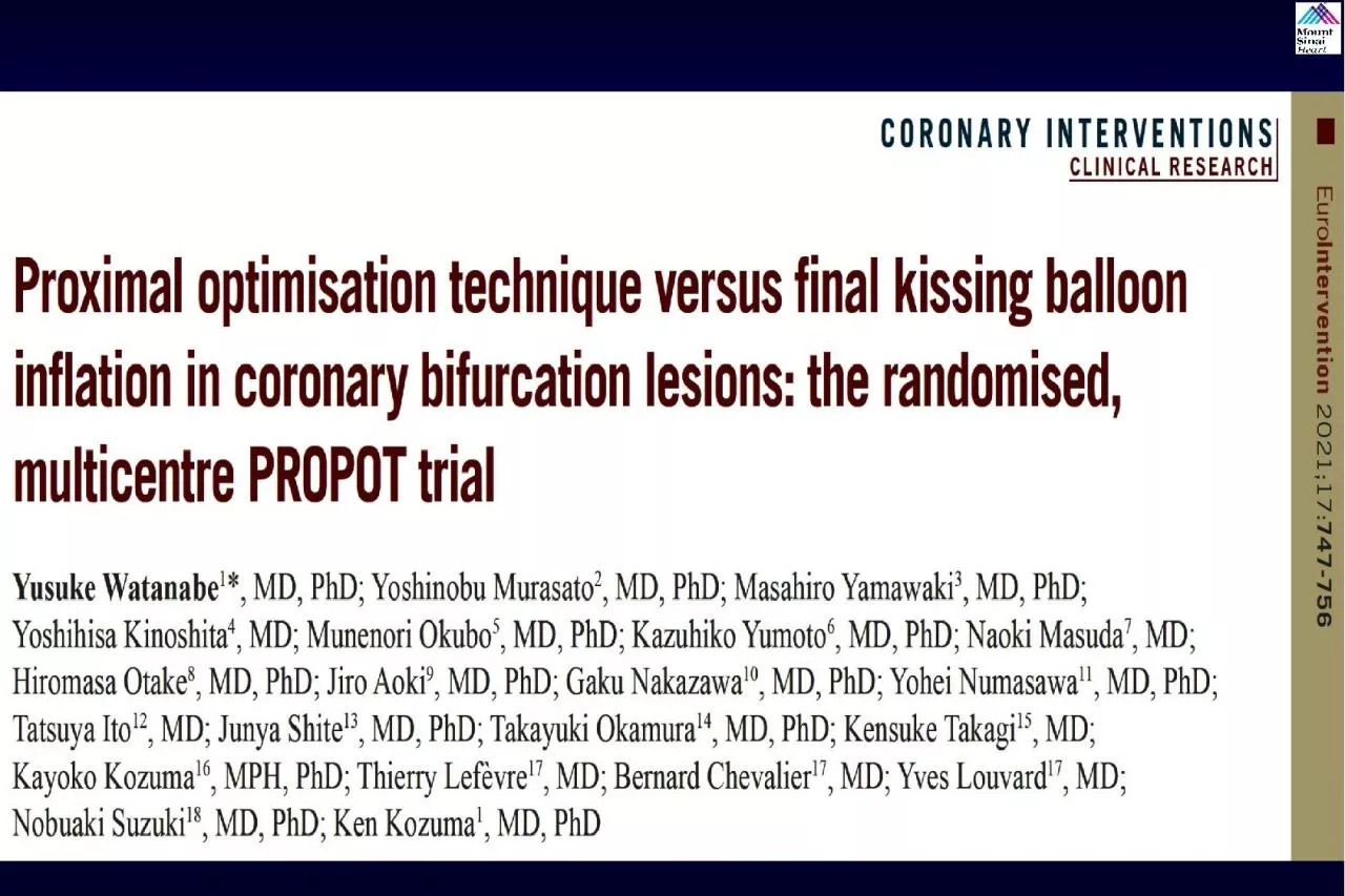 PPT-PROPOT Trial Design Watanabe et al., EuroIntervention 2021;17:747