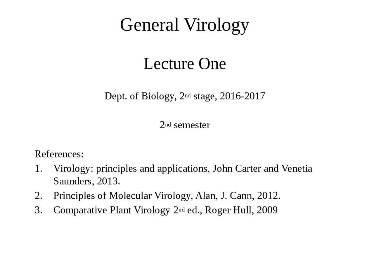 PPT-General Virology Lecture One