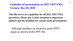 Guideline of presentation on 2021 NDT