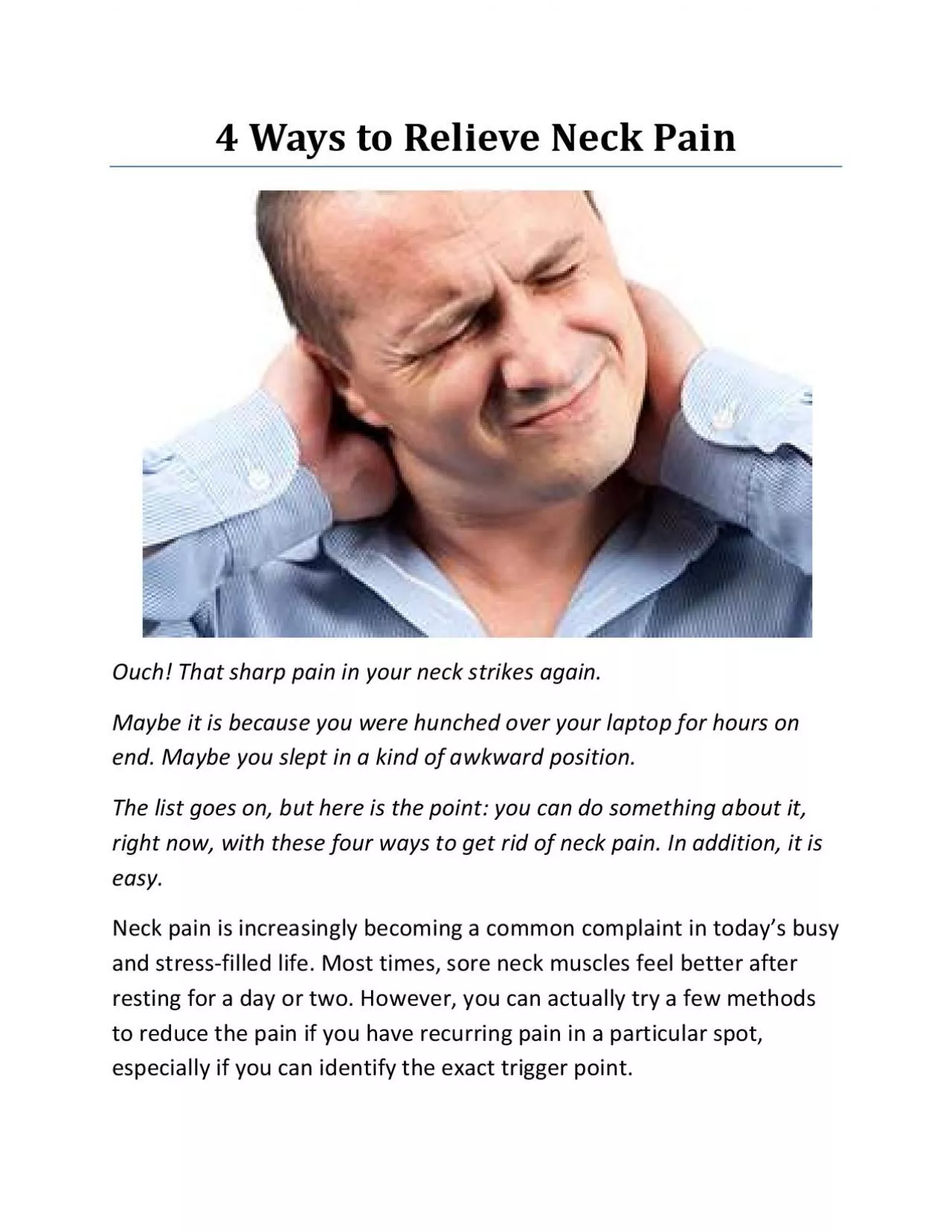 PDF-4 Ways to Relieve Neck Pain