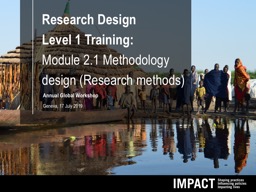 Research Design  Training of Trainers: