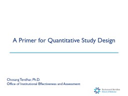 A Primer for Quantitative Study Design