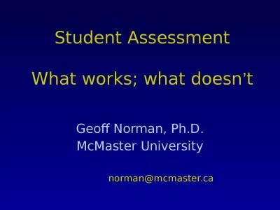 Student Assessment What works; what doesn