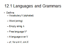 12.1 Languages and Grammars