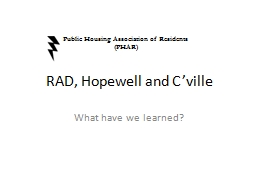 RAD, Hopewell and  C’ville