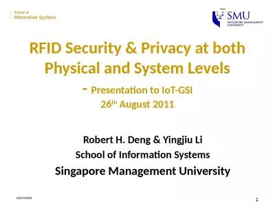 2011/8/17 1 RFID Security & Privacy at both Physical and System Levels