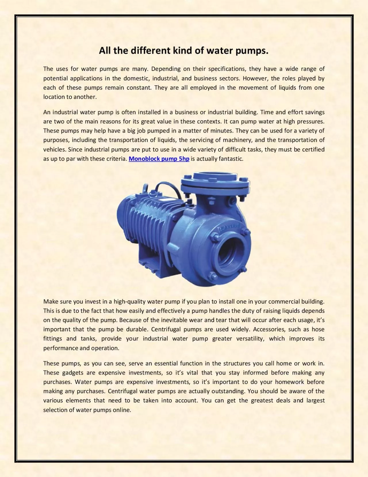 PDF-All the different kind of water pumps.