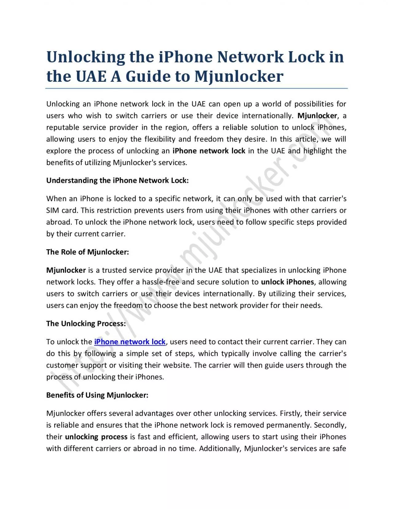 Unlocking the iPhone Network Lock in the UAE A Guide to Mjunlocker