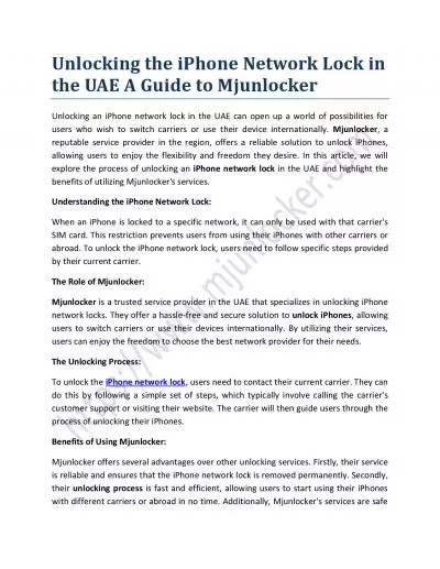 Unlocking the iPhone Network Lock in the UAE A Guide to Mjunlocker