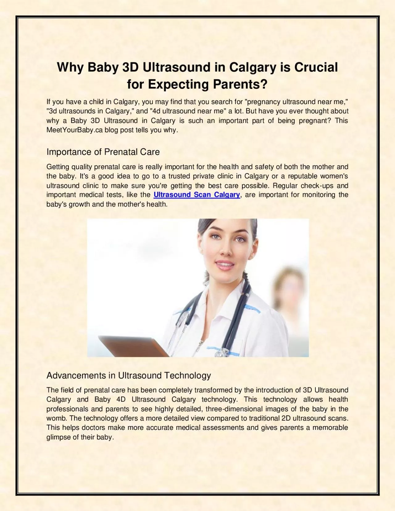 PDF-Why Baby 3D Ultrasound in Calgary is Crucial for Expecting Parents?