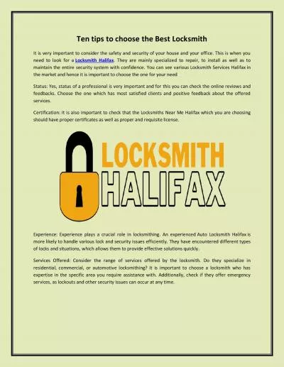 Ten tips to choose the Best Locksmith