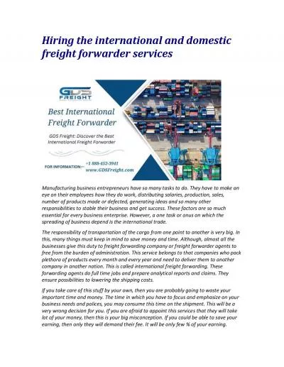 Hiring the international and domestic freight forwarder services