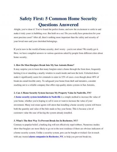 Safety First: 5 Common Home Security Questions Answered
