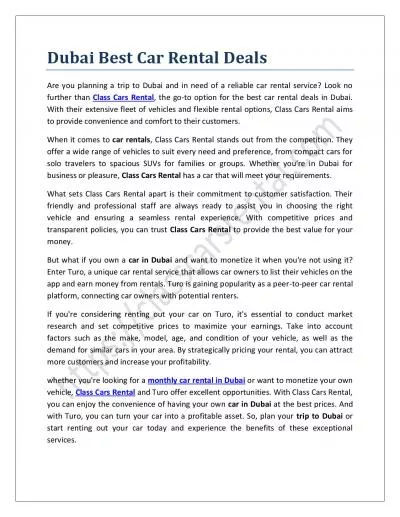 Dubai Best Car Rental Deals