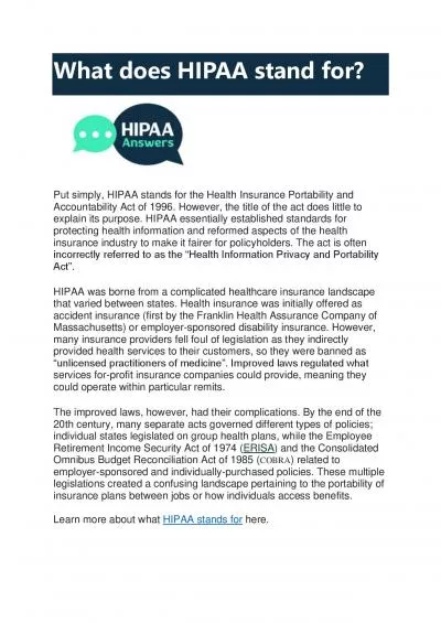 What does HIPAA stand for?