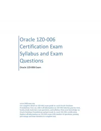 Oracle 1Z0-006 Certification Exam Syllabus and Exam Questions