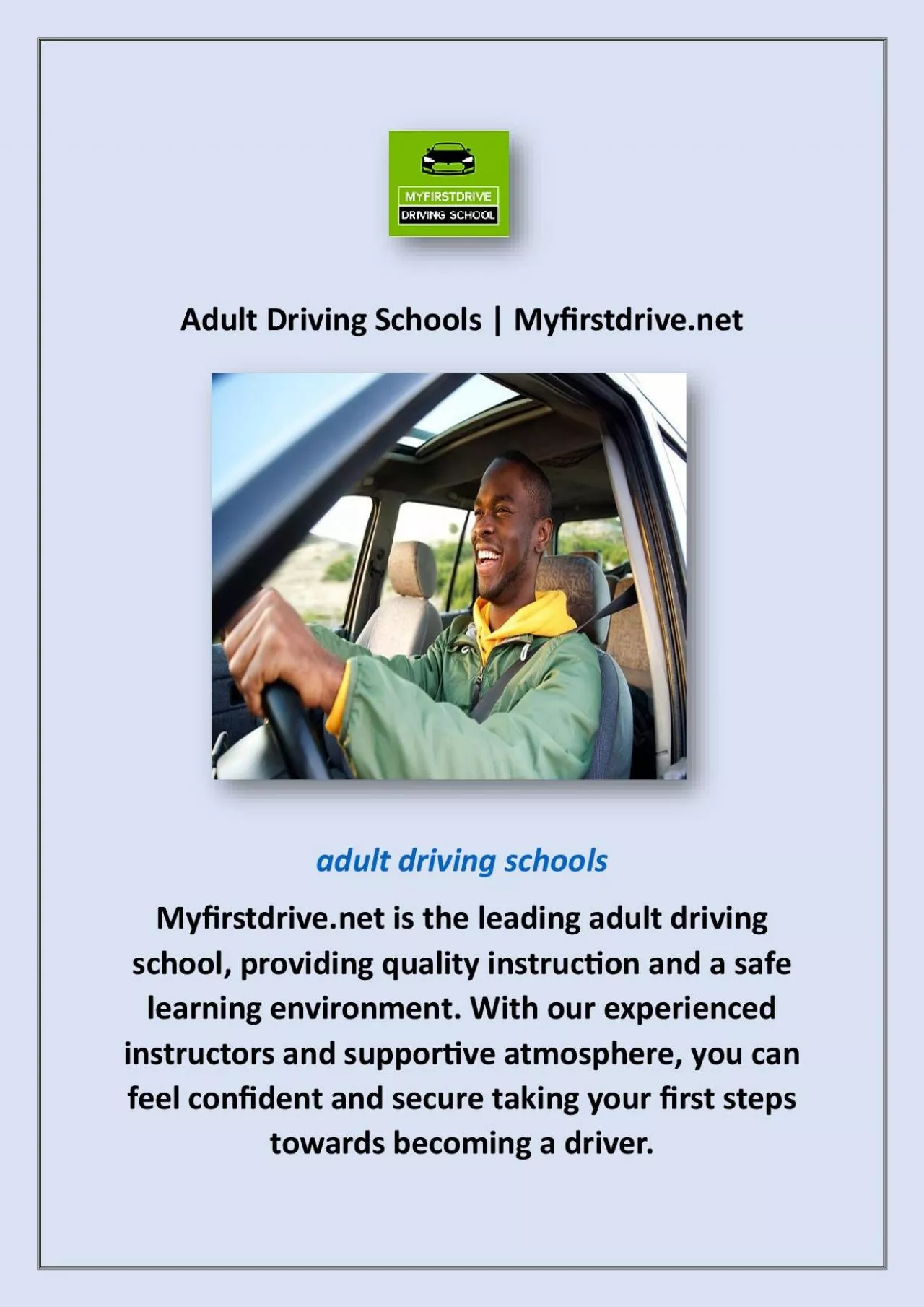 PDF-Adult Driving Schools | Myfirstdrive.net