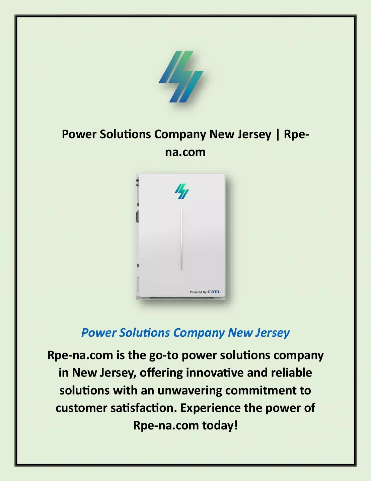 PDF-Power Solutions Company New Jersey | Rpe-na.com