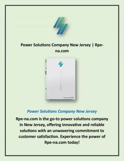 Power Solutions Company New Jersey | Rpe-na.com