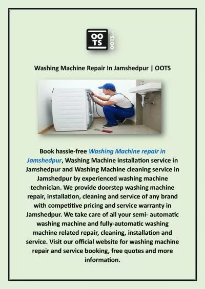 Washing Machine Repair In Jamshedpur | OOTS