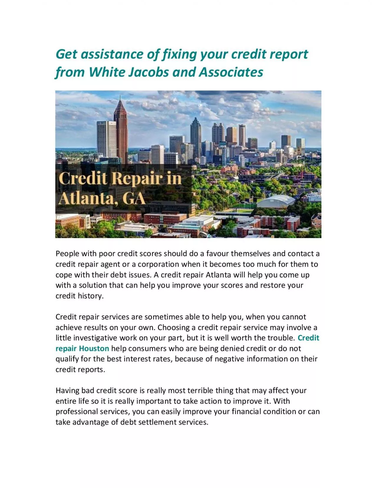 Get assistance of fixing your credit report from White Jacobs and Associates