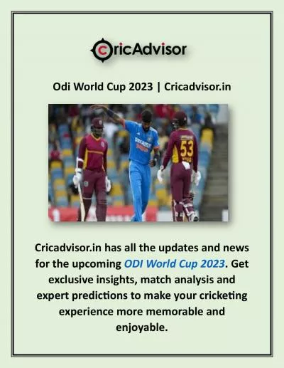 Odi World Cup 2023 | Cricadvisor.in