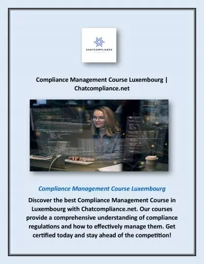 Compliance Management Course Luxembourg | Chatcompliance.net