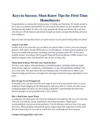 Keys to Success: Must-Know Tips for First-Time Homebuyers