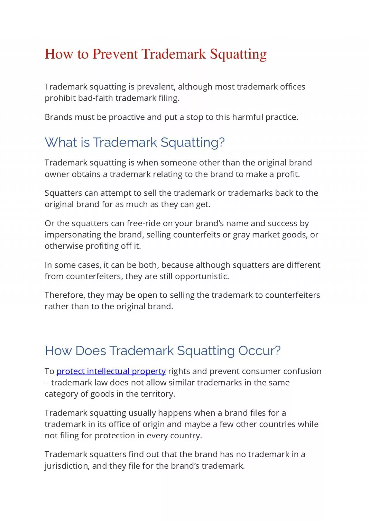 How to Prevent Trademark Squatting