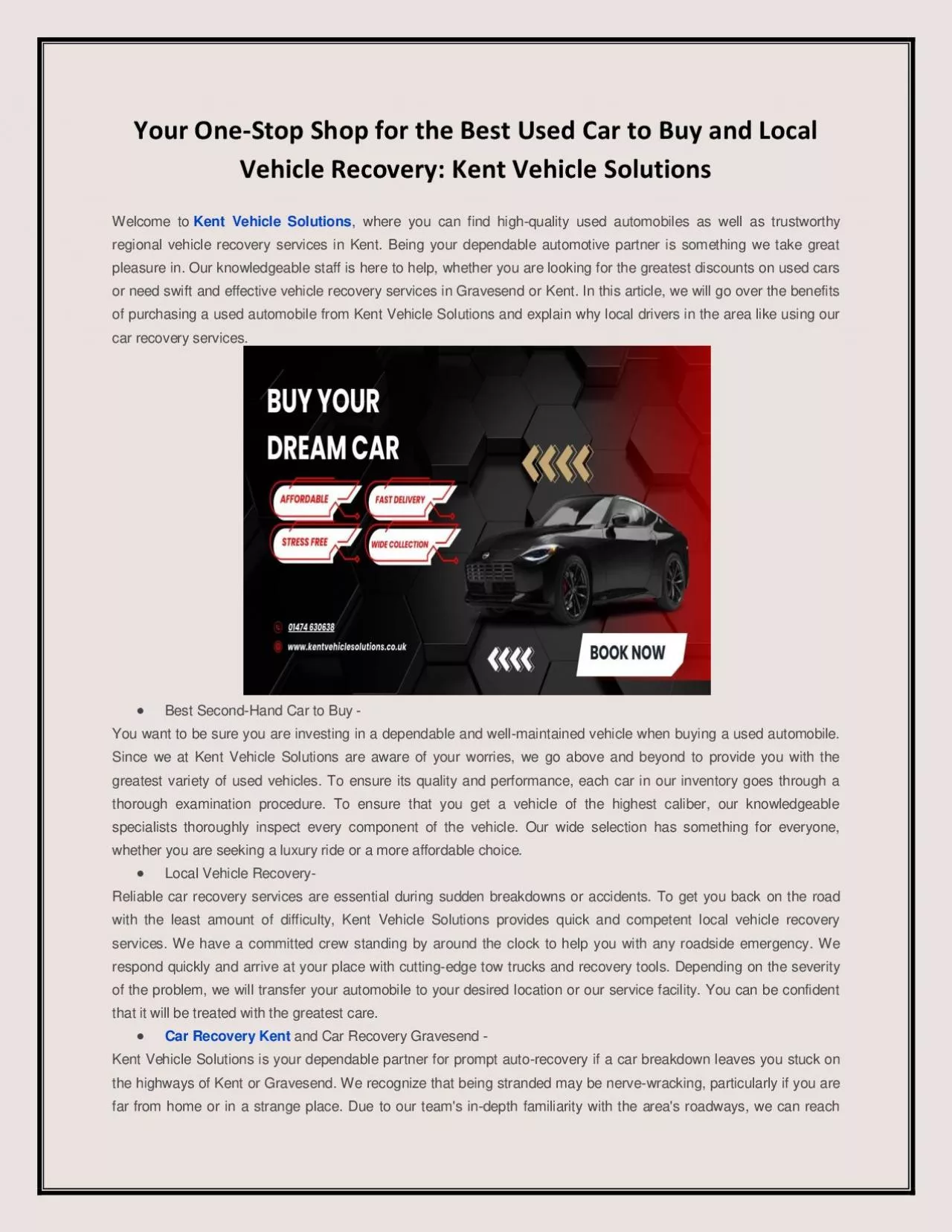 PDF-Your One-Stop Shop for the Best Used Car to Buy and Local Vehicle Recovery: Kent Vehicle