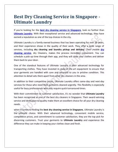 Best Dry Cleaning Service in Singapore – Ultimate Laundry