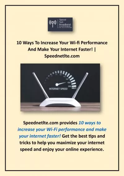 10 Ways To Increase Your Wi-fi Performance And Make Your Internet Faster! | Speednetlte.com