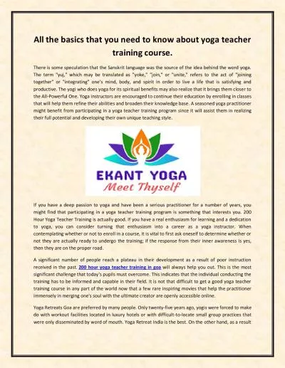 All the basics that you need to know about yoga teacher training course.