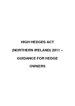 HIGH HEDGES ACT (NORTHERN IRELAND) 2011 