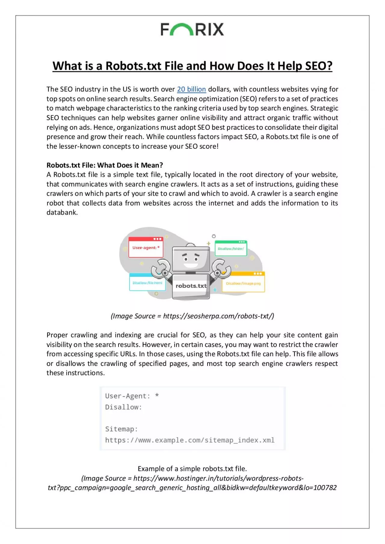 Forix SEO - What Is Robots.Txt File? With Examples